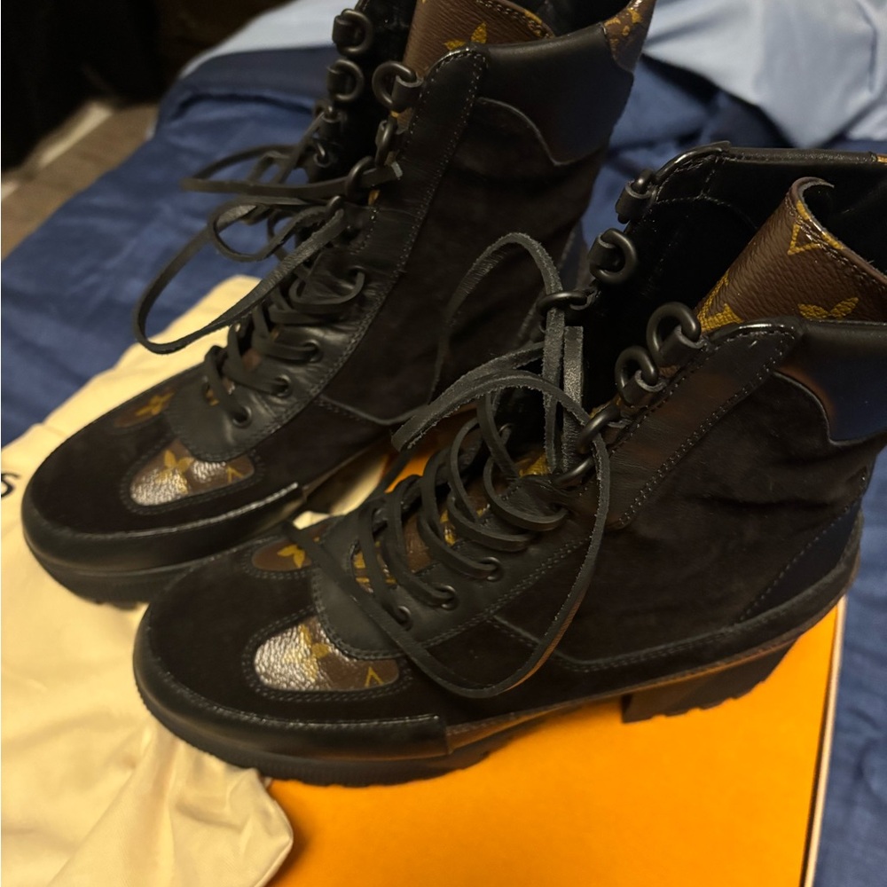 Louis Vuitton Brown and Black Monogram Boots - Picture 8 of 9